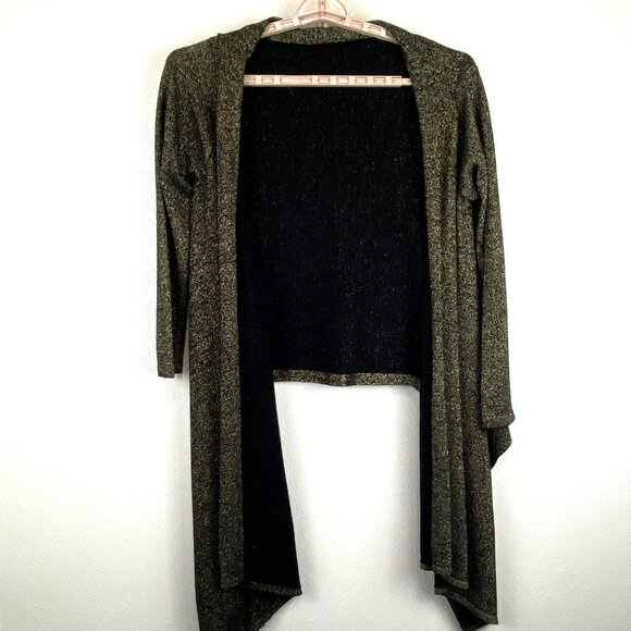 Womens M/L Gold Black Metallic Witchy Cozy Knit Open Front Cardigan Sweater VTG - Picture 13 of 13